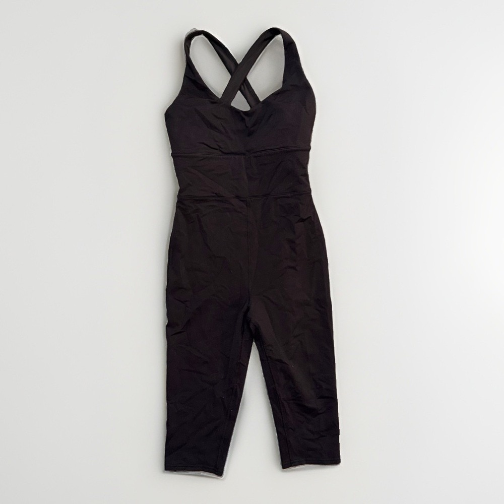 Alo Yoga Airbrush Physique Cropped Jumpsuit in Black Athletic Wear Womens Size M